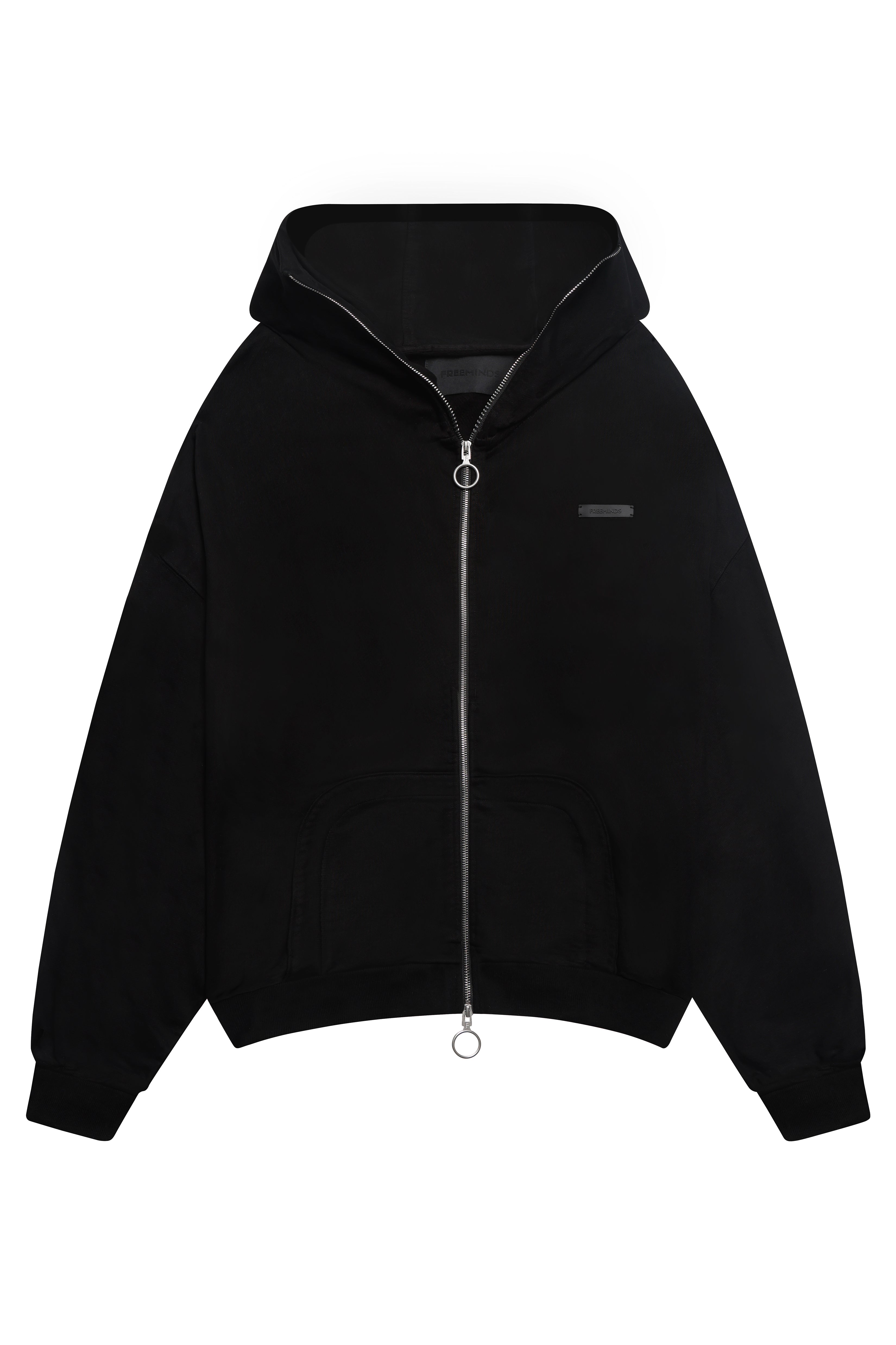 سويتشيرت فري مايندز بسحاب باللون الأسود مُعالَج