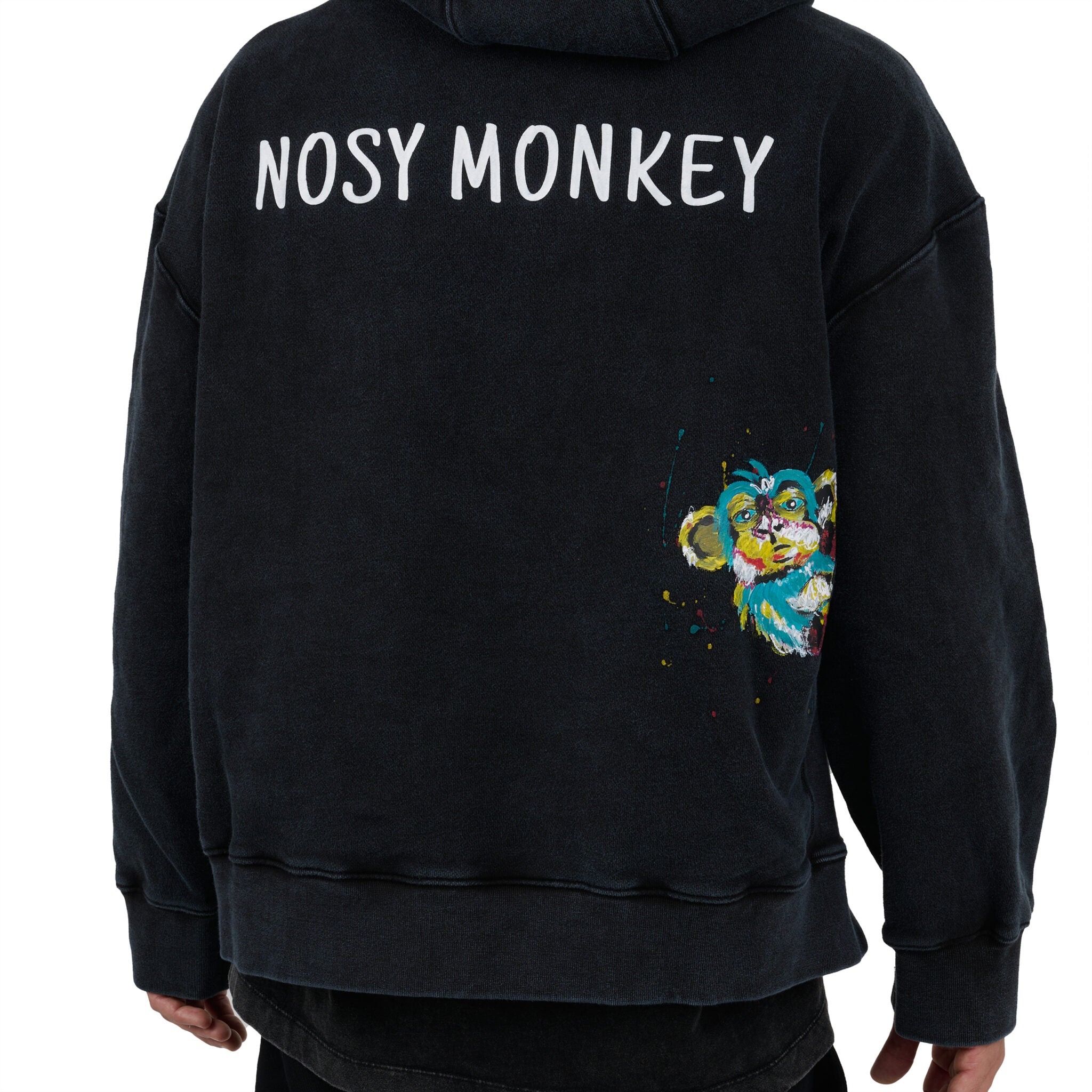 HANDMADE PAINTED NOSY MONKEY OVERSIZED HOODIE