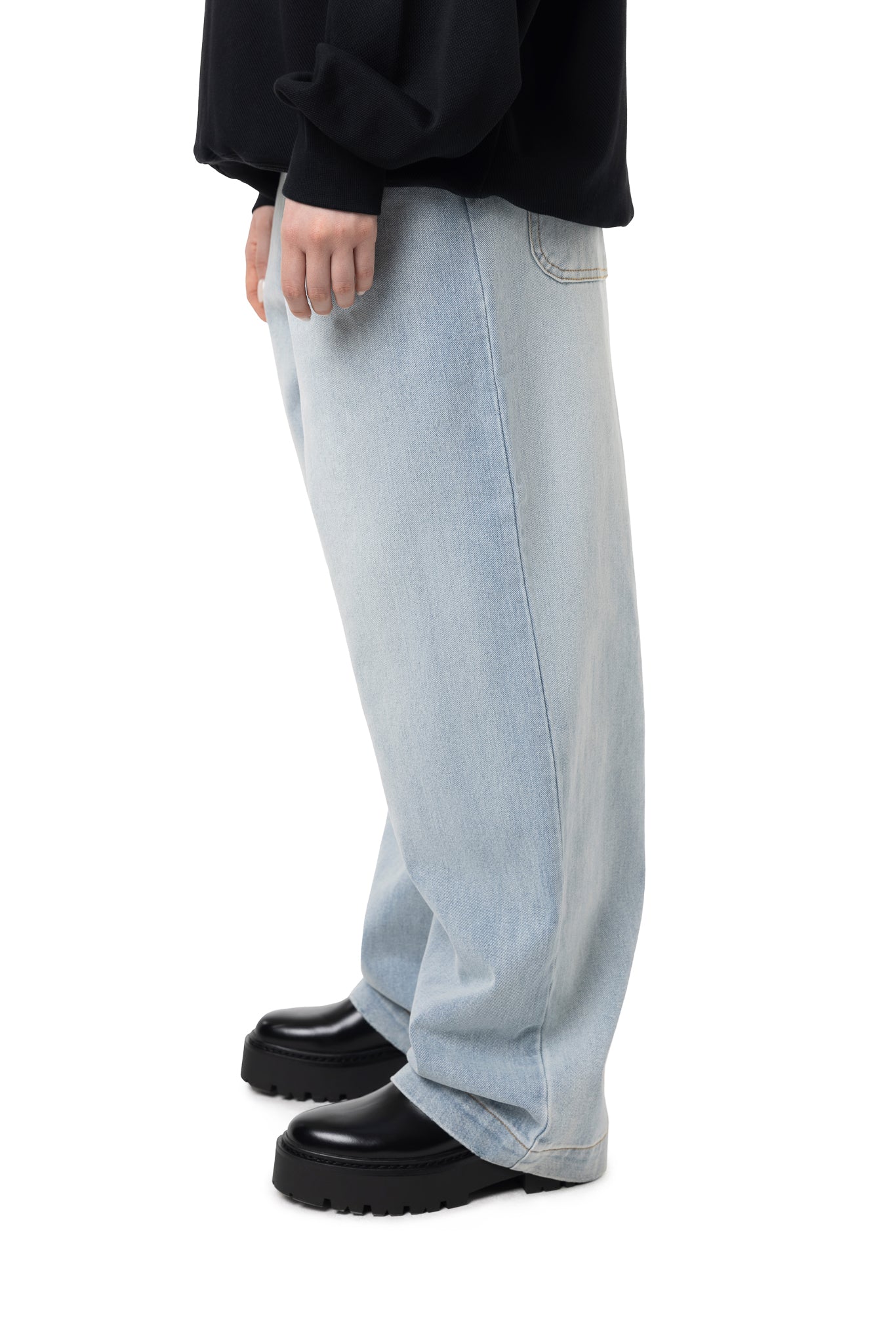 FREEMINDS WIDE LEG BLUE DENIM JEANS