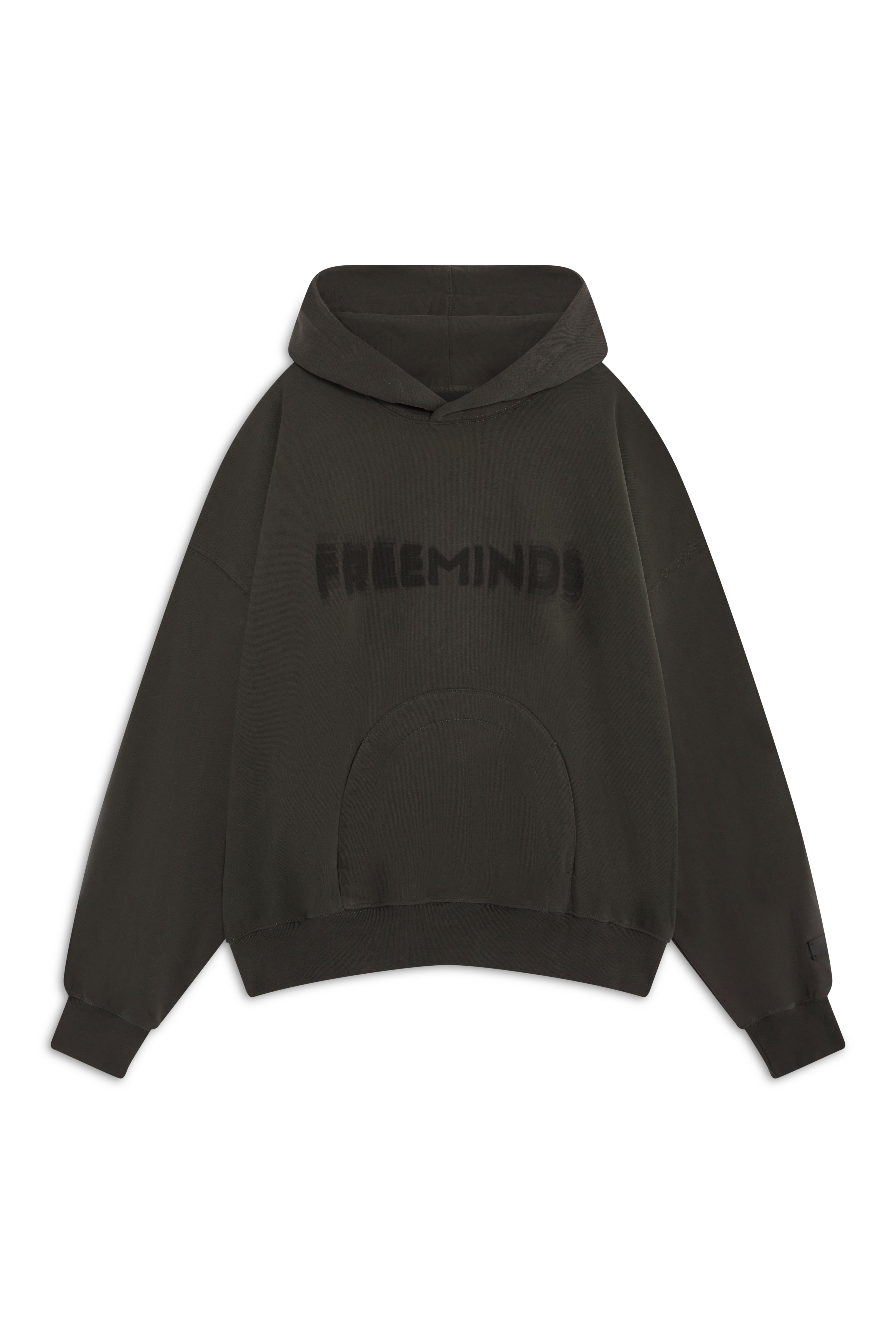 هودي FREEMINDS فليز باللون الرمادي مع شعار