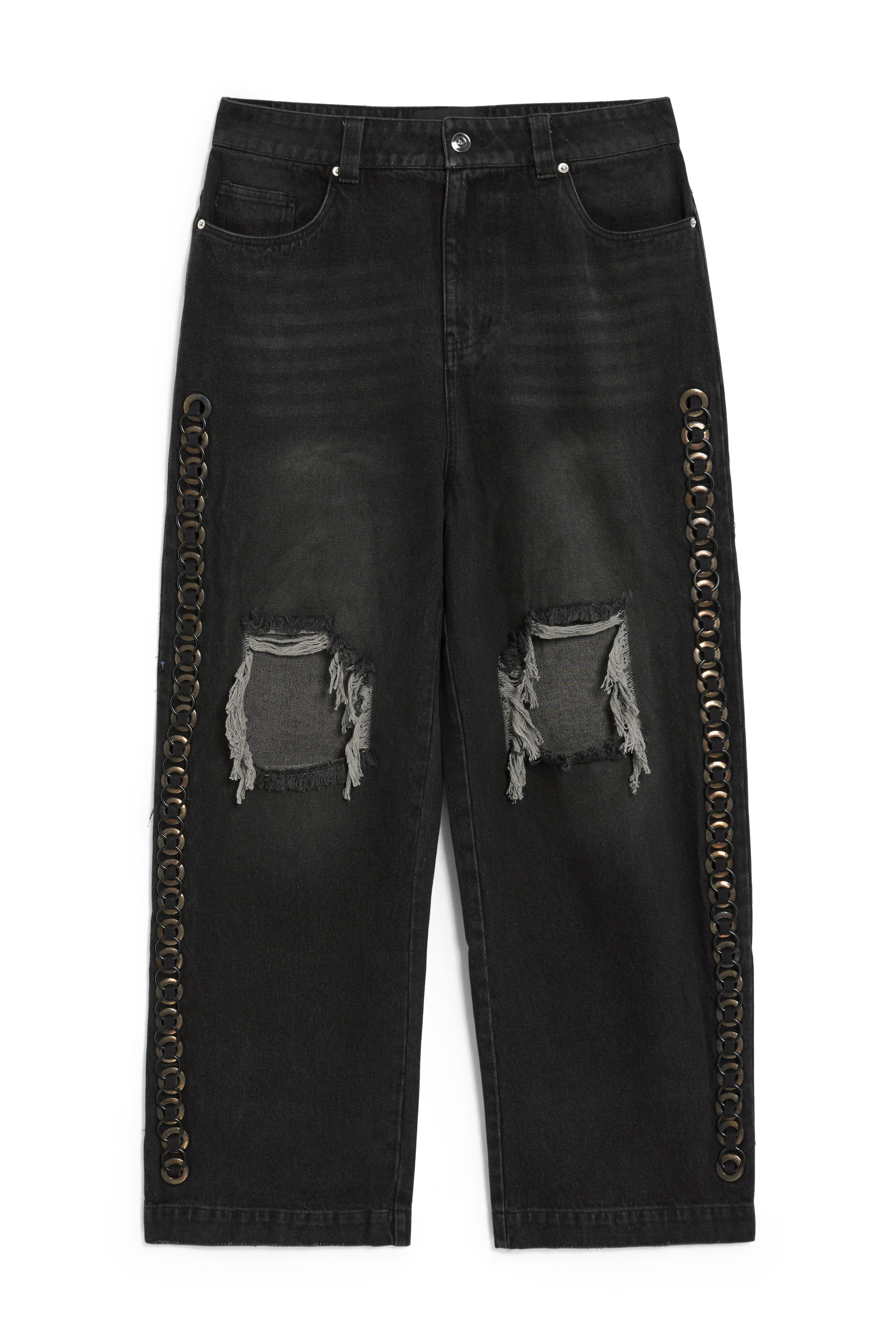 FREEMINDS WIDE LEG BLACK DENIM JEANS