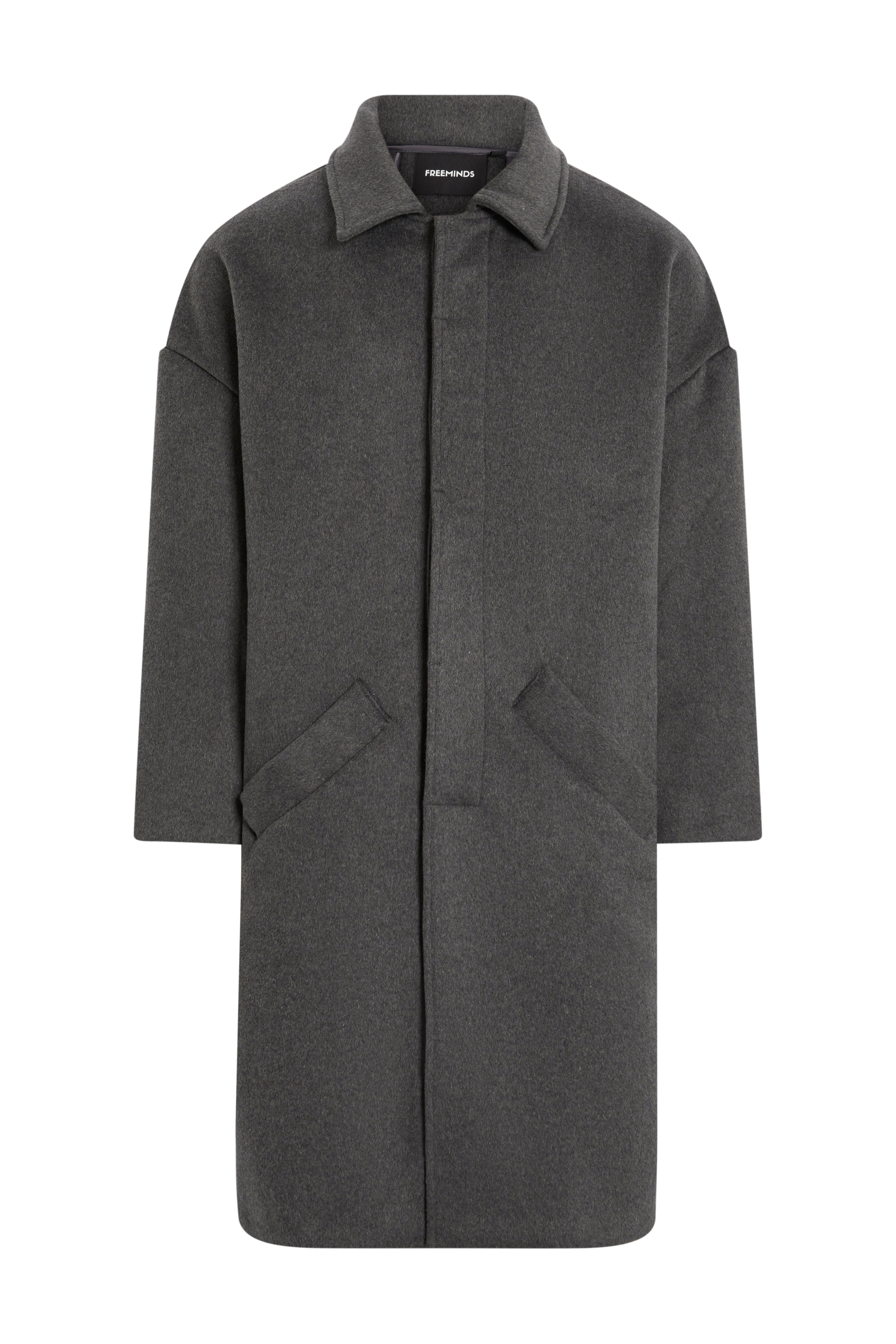 FREEMINDS GRAY WOOL TRENCH COAT