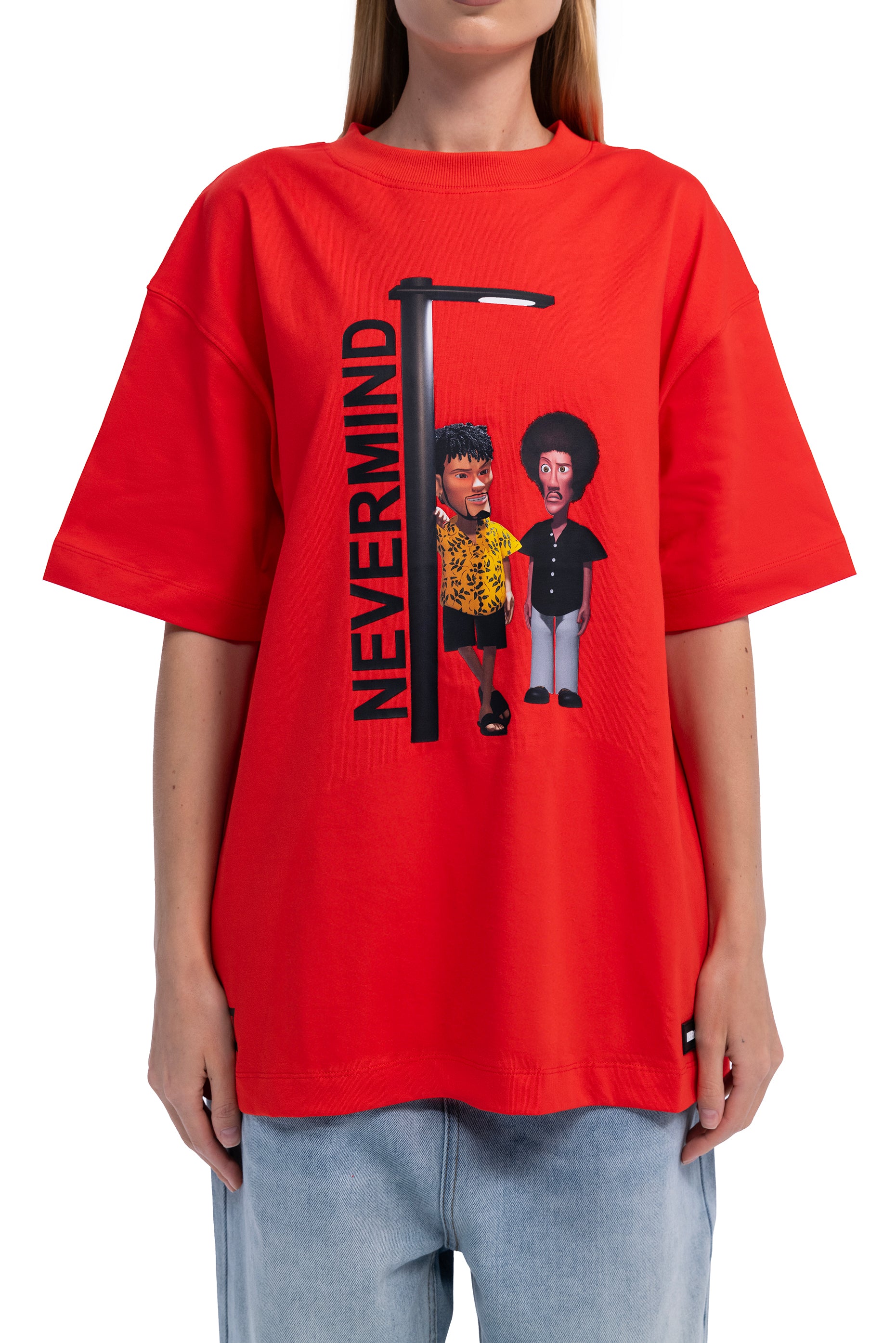 RADIANT RED NEVERMIND OVERSIZED T-SHIRT