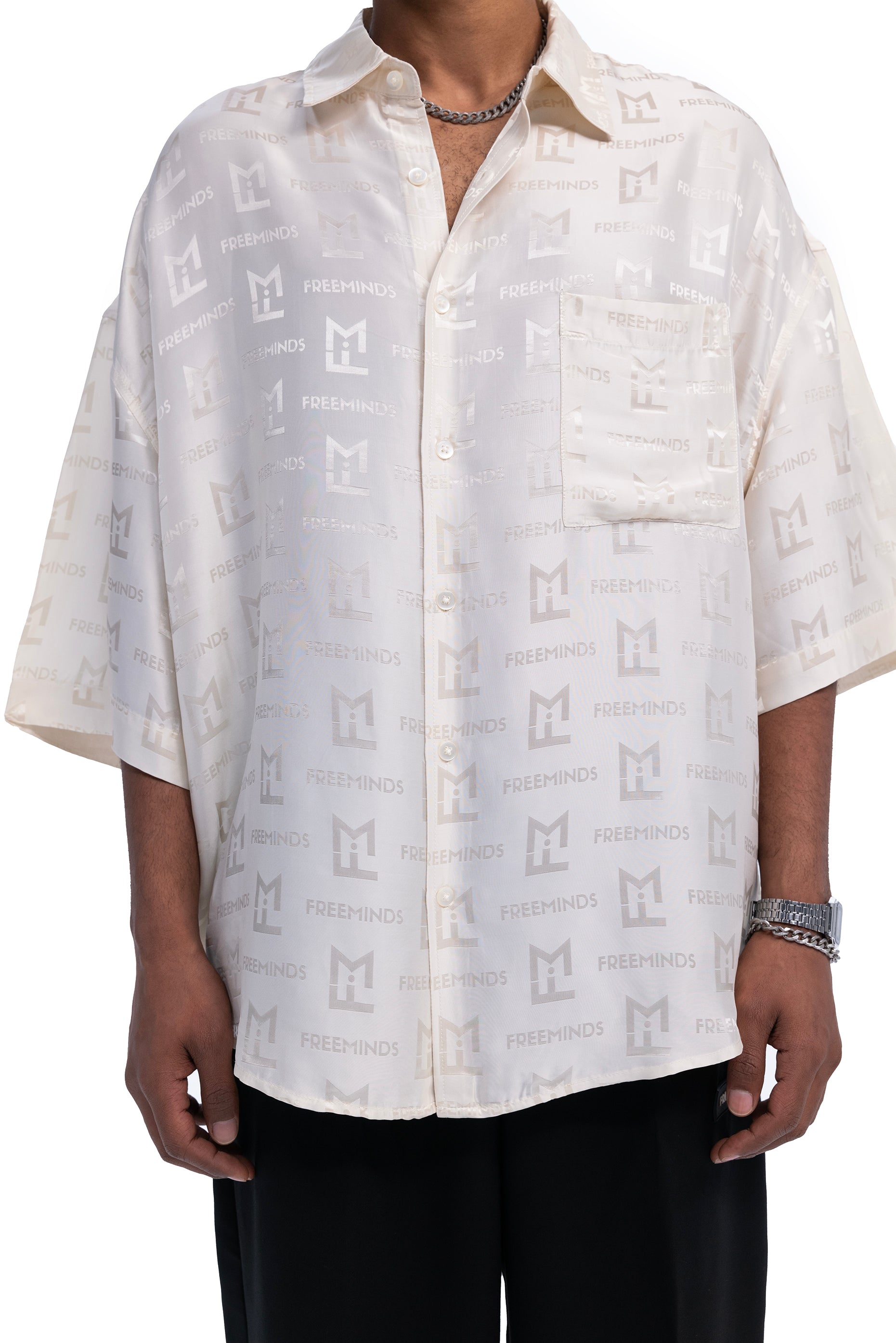CREAMY JACQUARD LOGO SHIRT