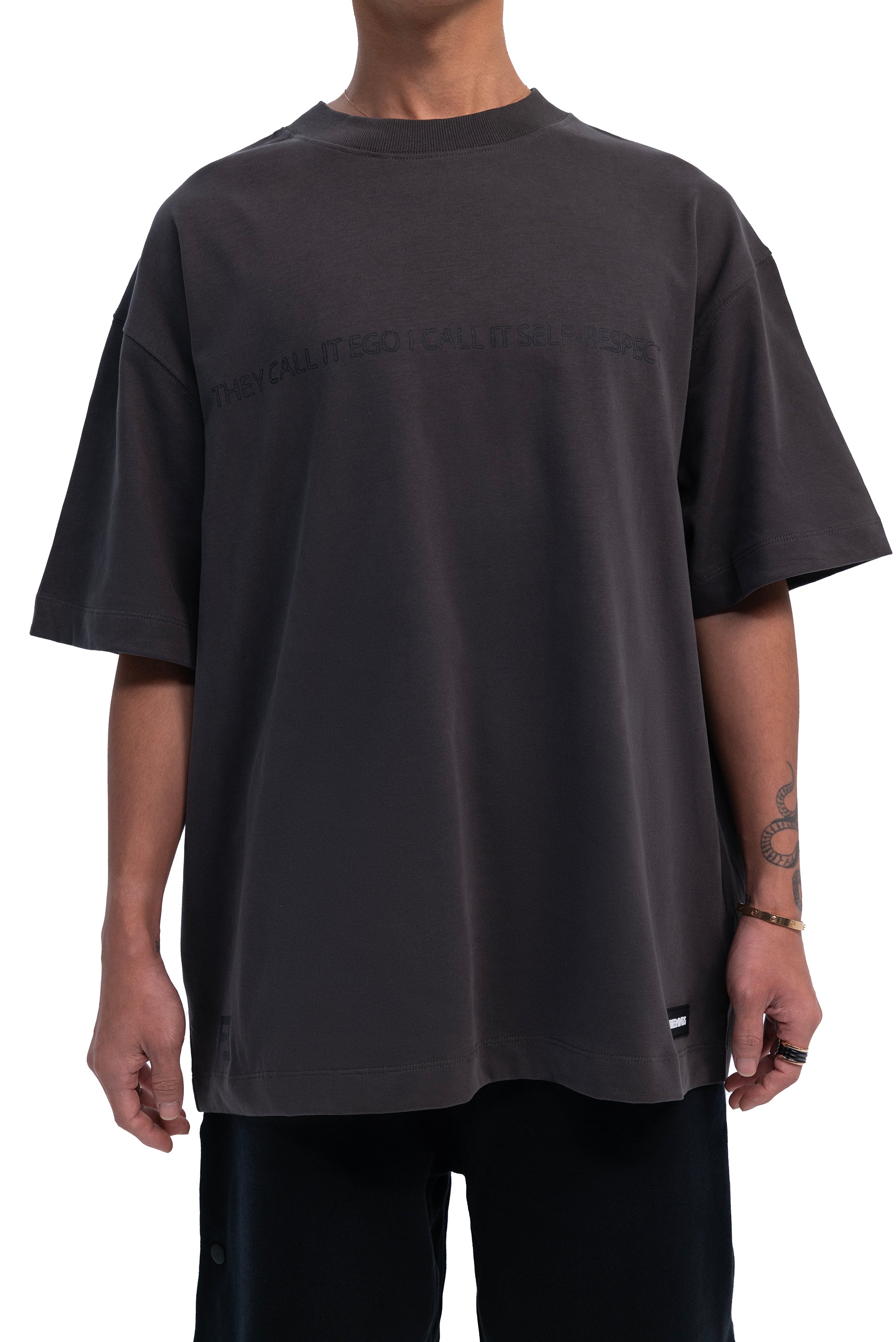 WASHED GRAY EGO VS SELF-RESPECT T-SHIRT