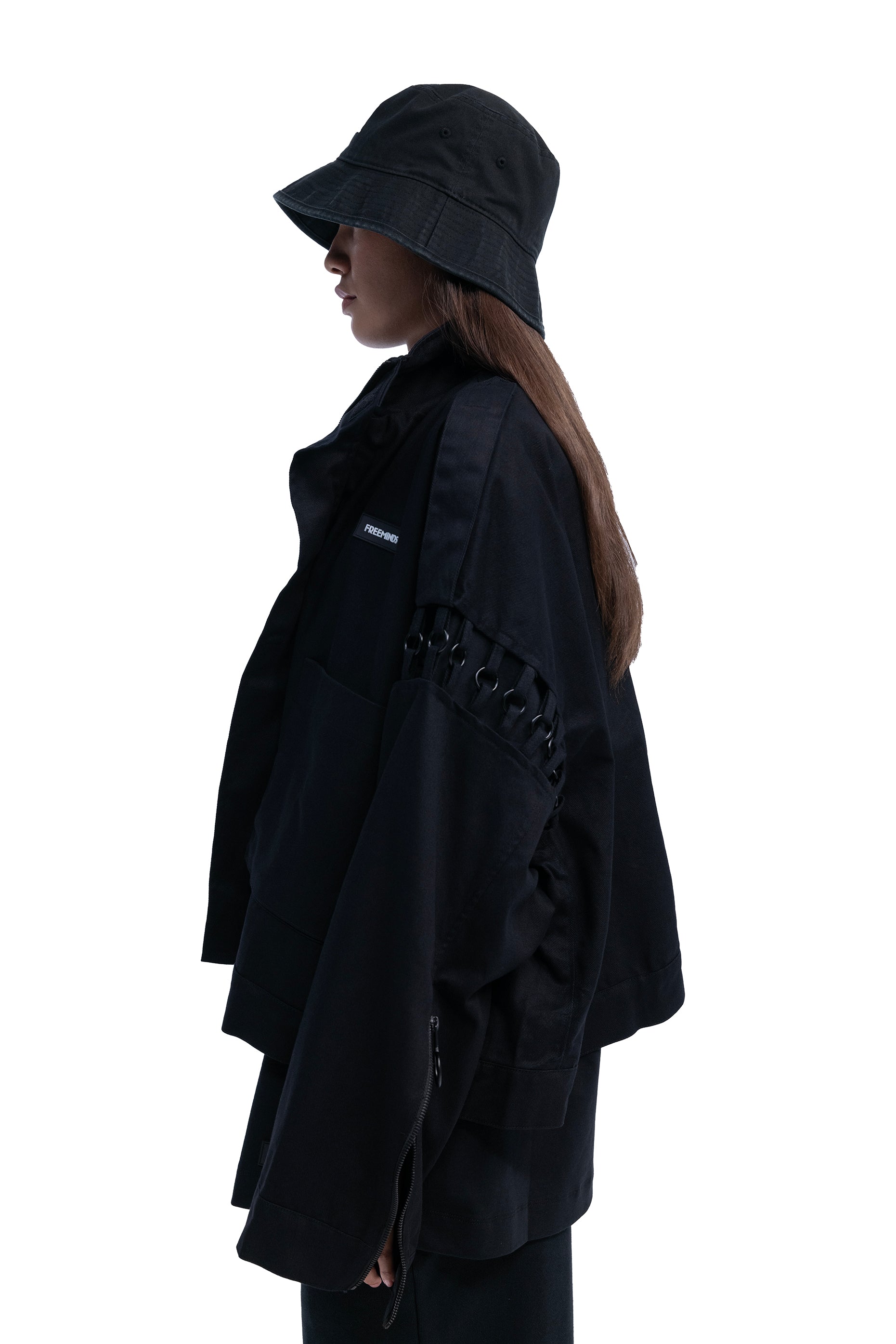 UNISEX BLACK ZIP-UP CROPPED JACKET