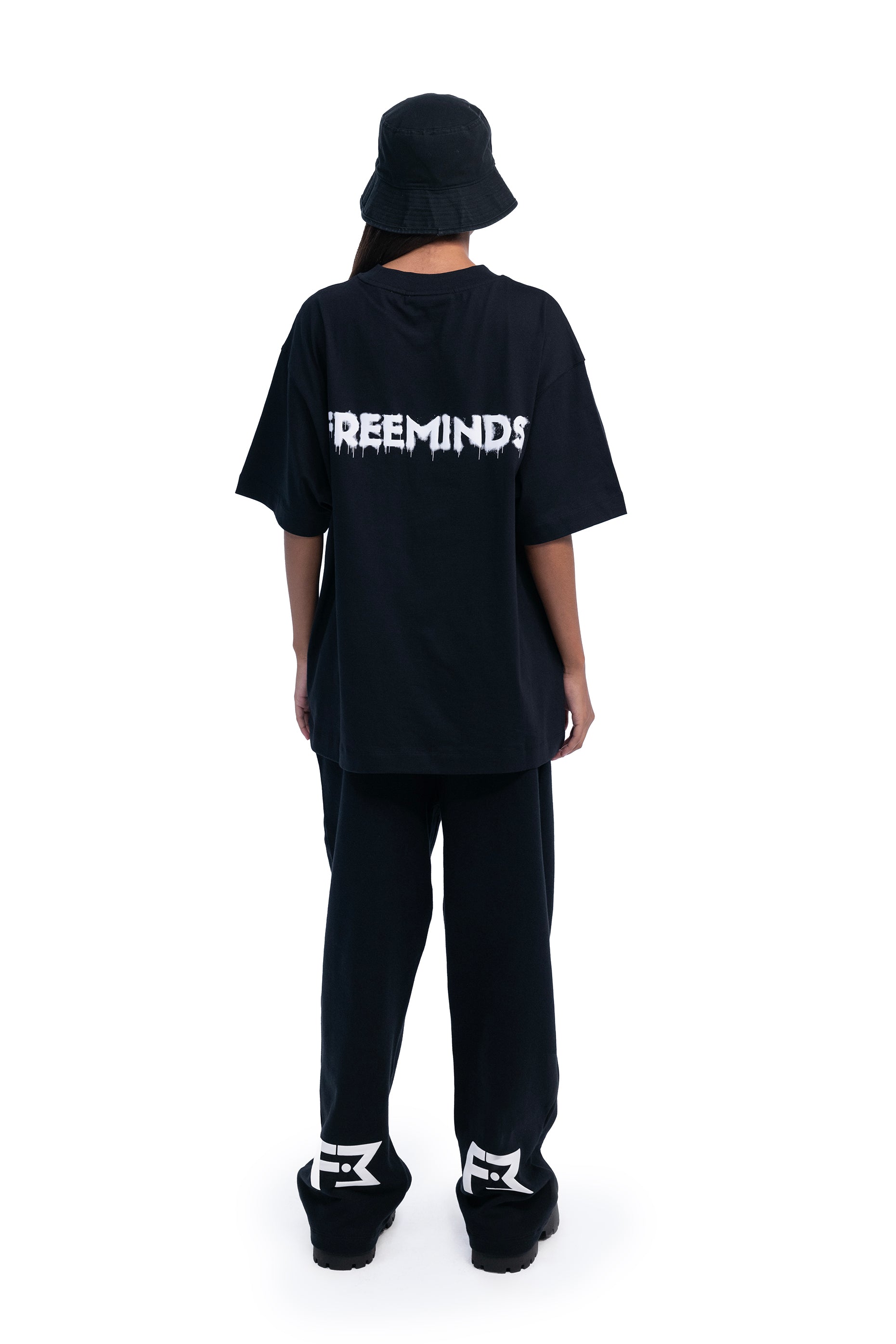 UNISEX BLACK RELAX FIT TRACK PANTS