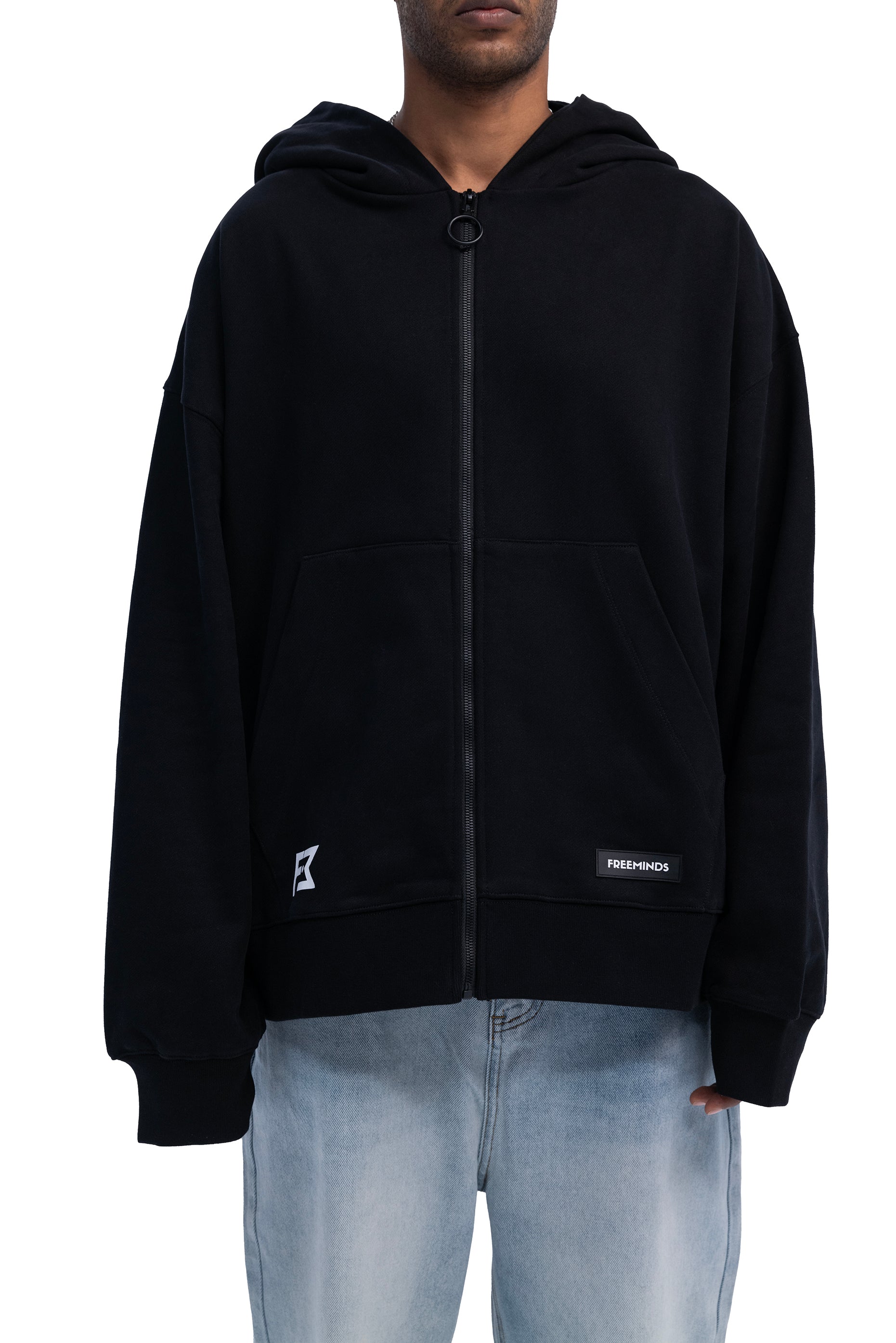 BLACK FLEECE ZIP-UP HOODIE
