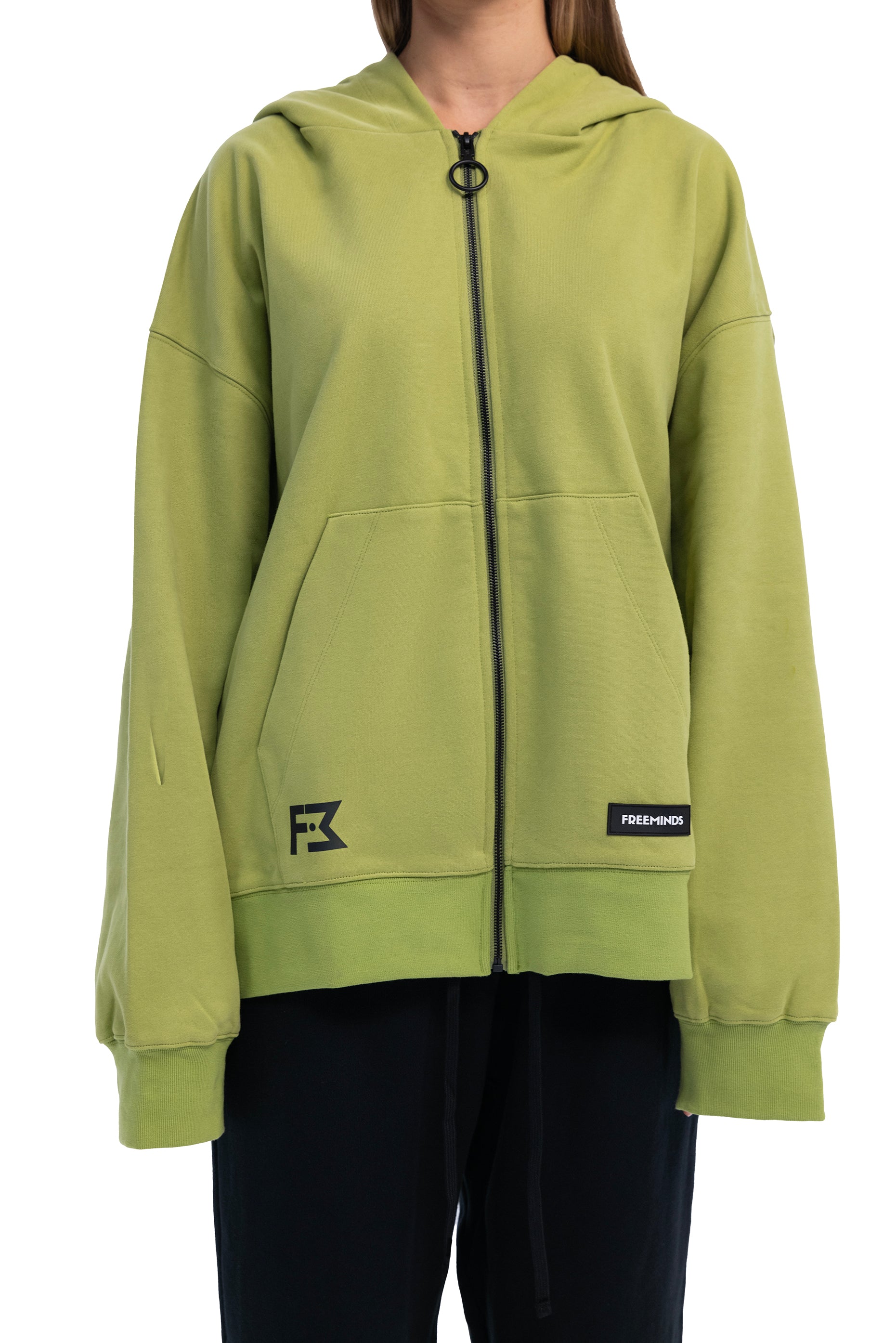 CYBER LIME FLEECE ZIP-UP HOODIE