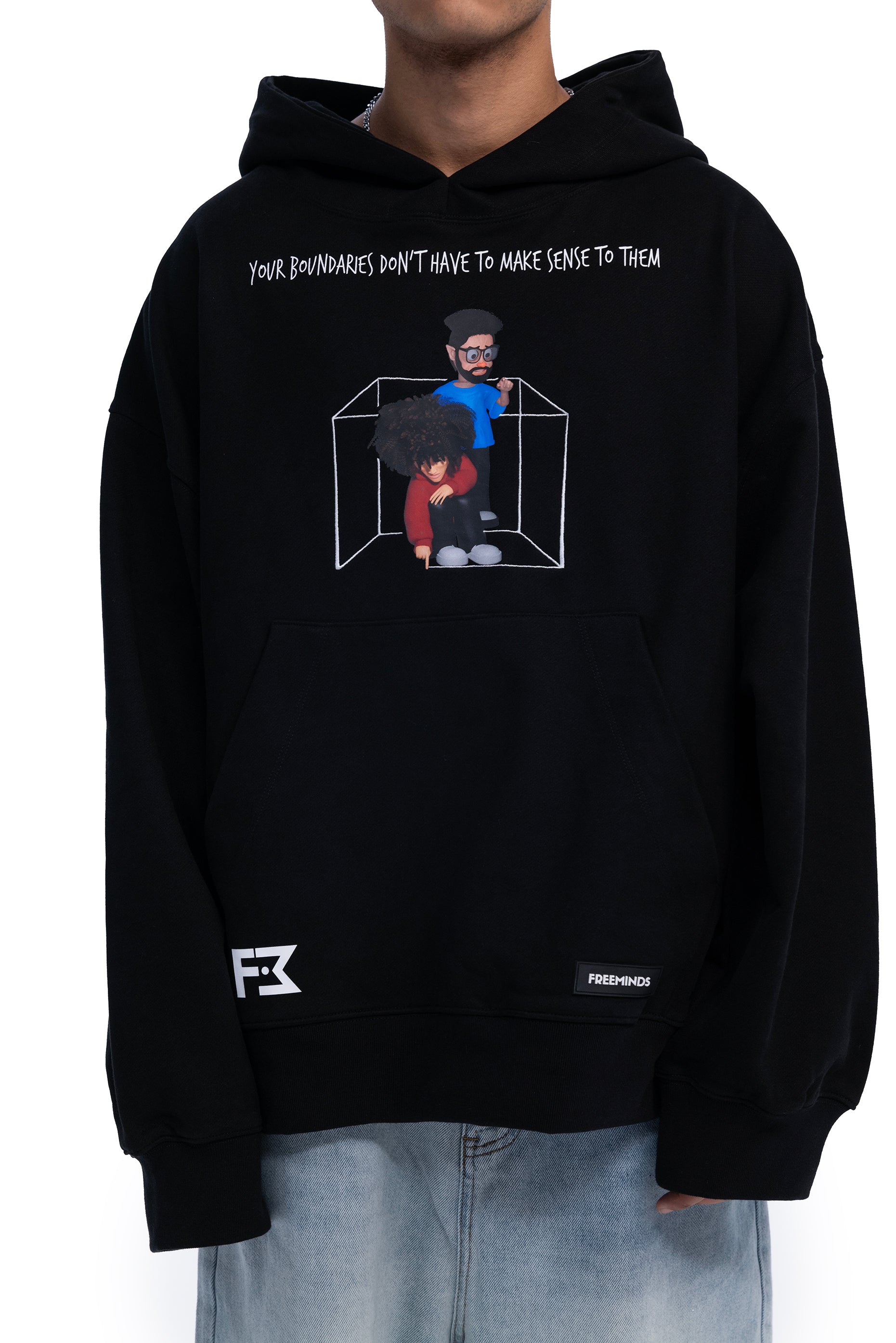 BLACK BOUNDARIES OVERSIZED HOODIE