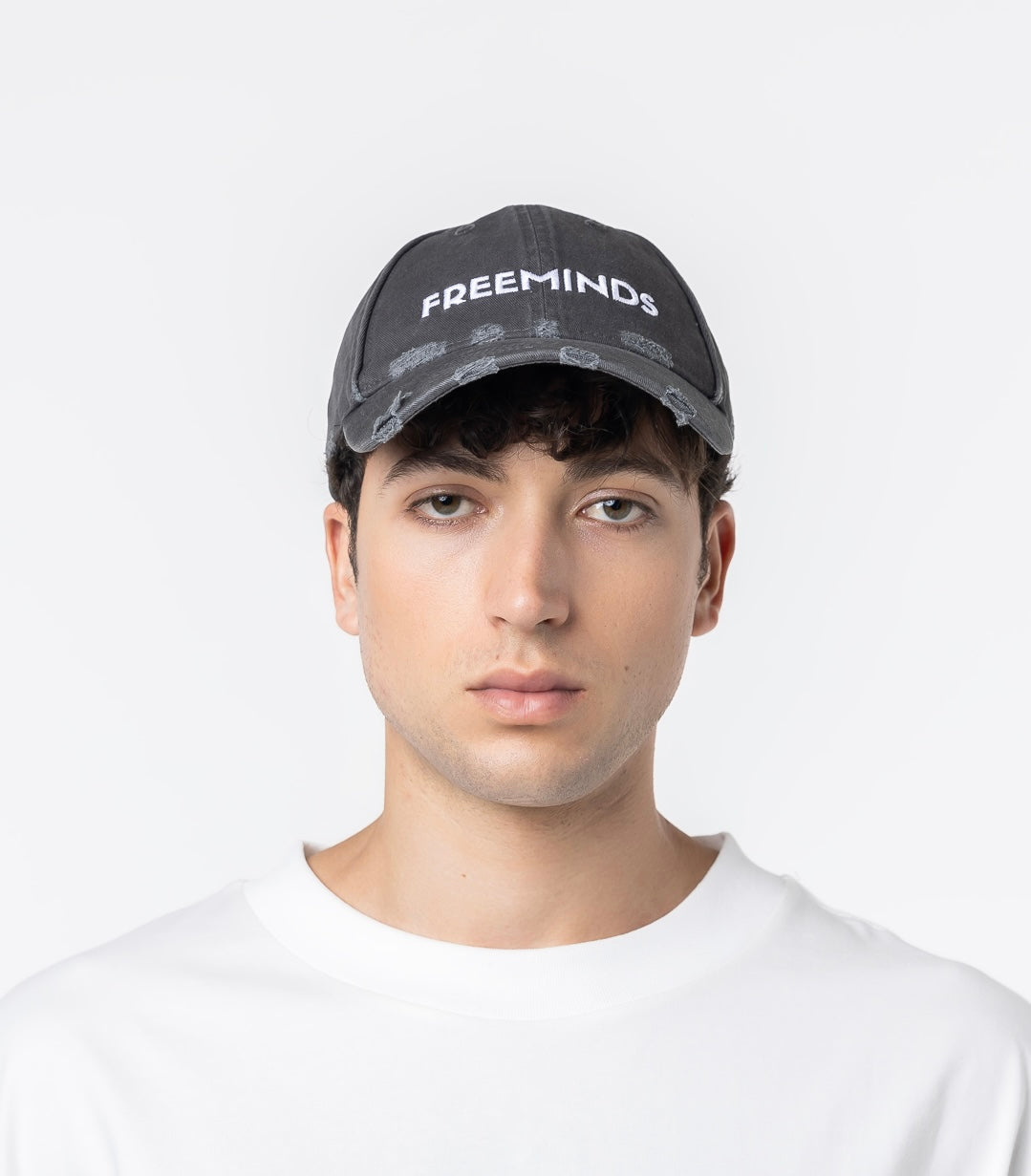 FREEMINDS WASHED GRAY LOGO CAP