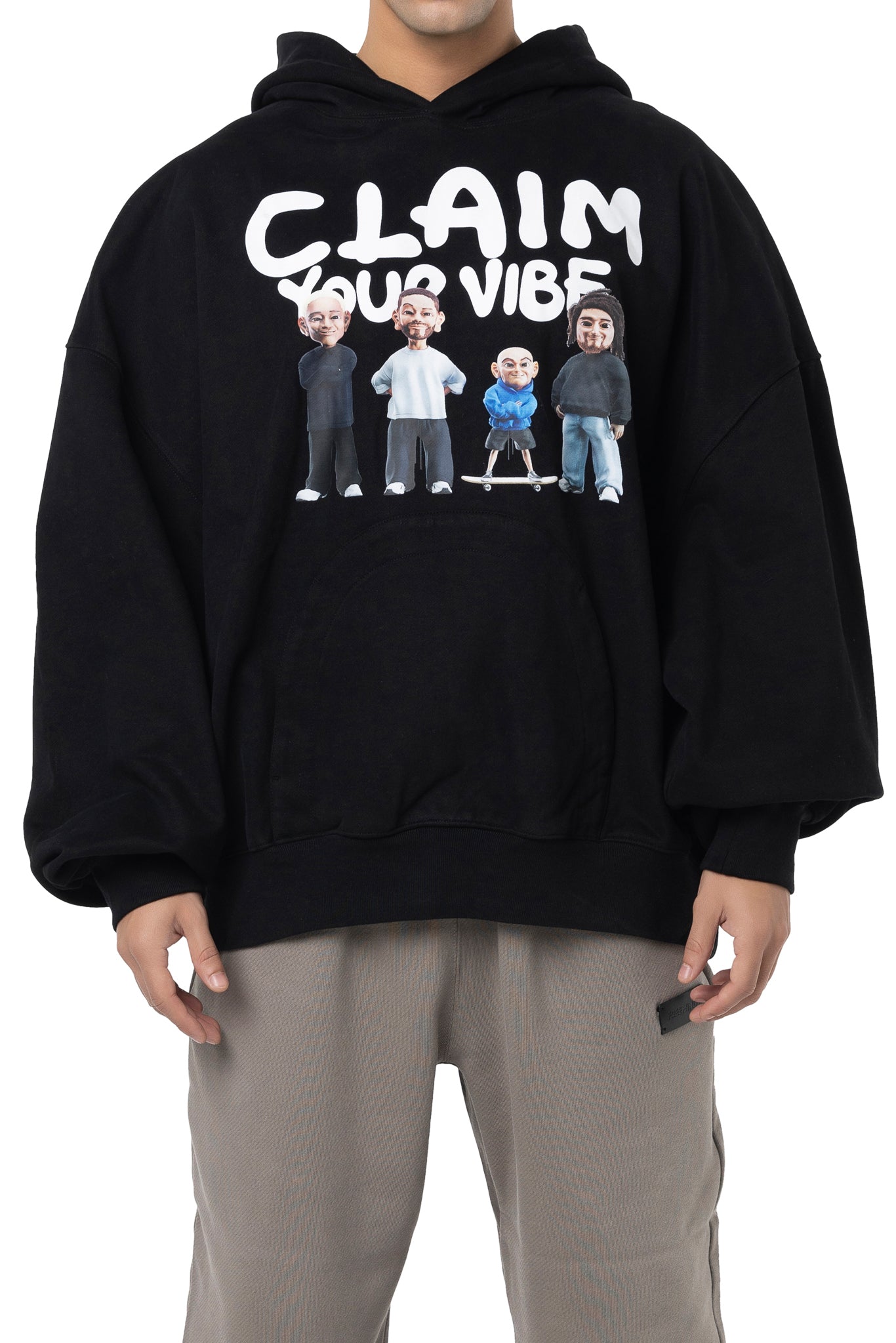 FREEMINDS CLAIM YOUR VIBE FLEECE BLACK HOODIE