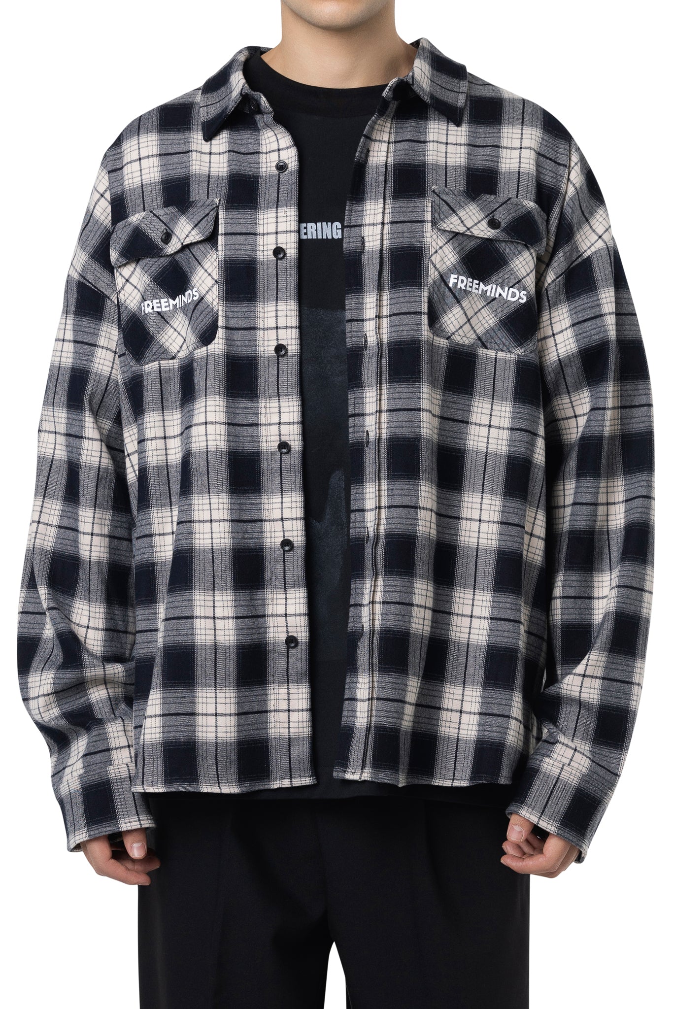 FREEMINDS LONG SLEEVE PLAID SHIRT