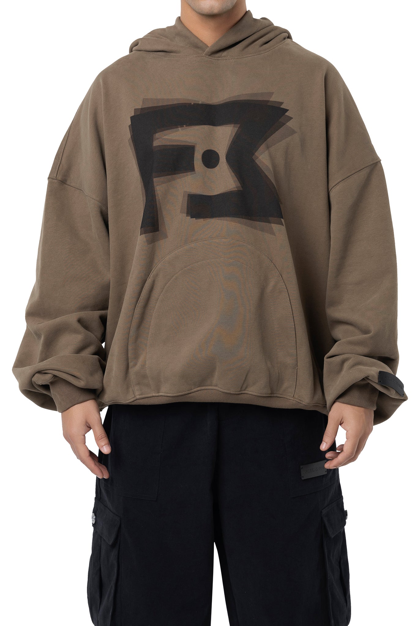 FREEMINDS FLEECE BROWN LOGO HOODIE