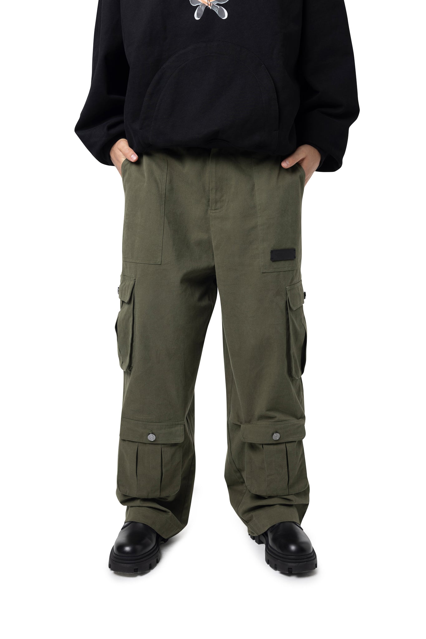 FREEMINDS CARGO GREEN NAVY PANTS