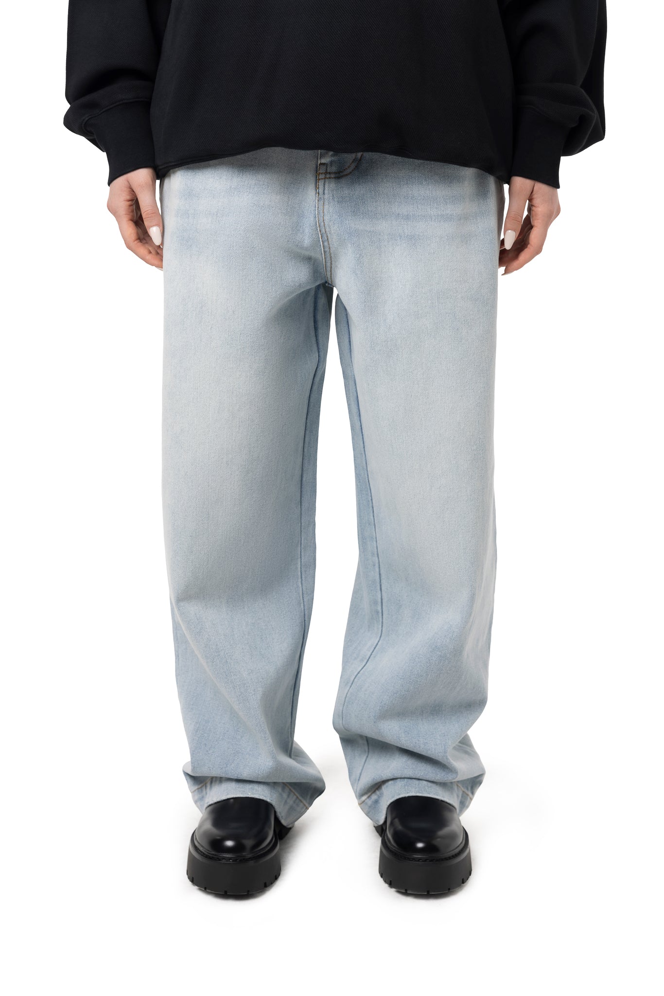 FREEMINDS WIDE LEG BLUE DENIM JEANS