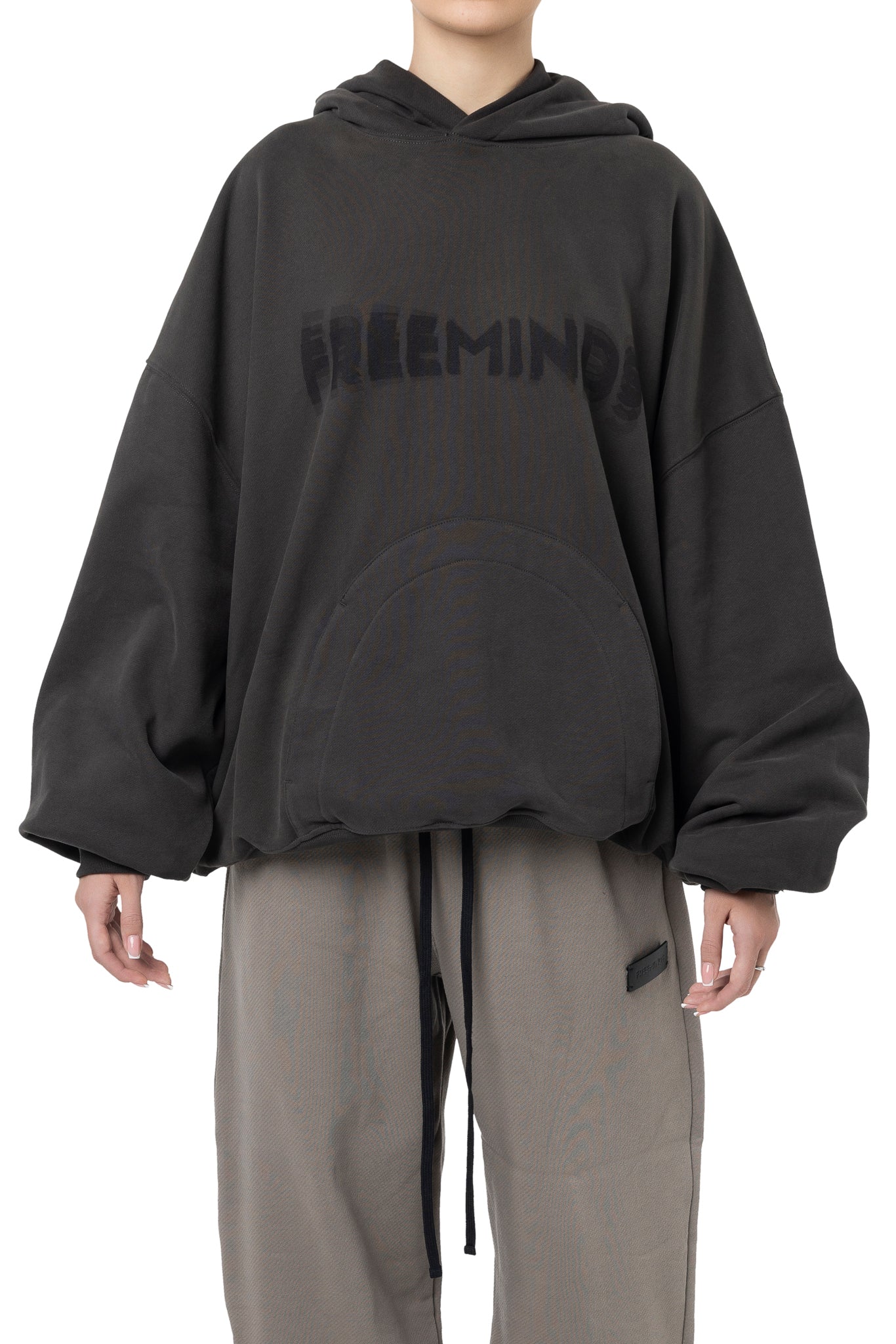 FREEMINDS FLEECE GRAY LOGO HOODIE