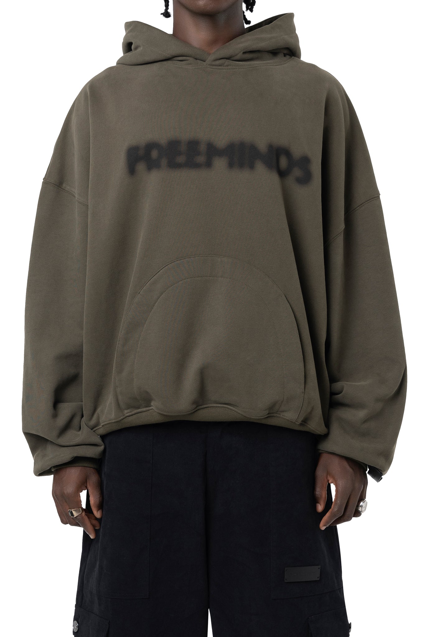 FREEMINDS FLEECE GREEN NAVY HOODIE