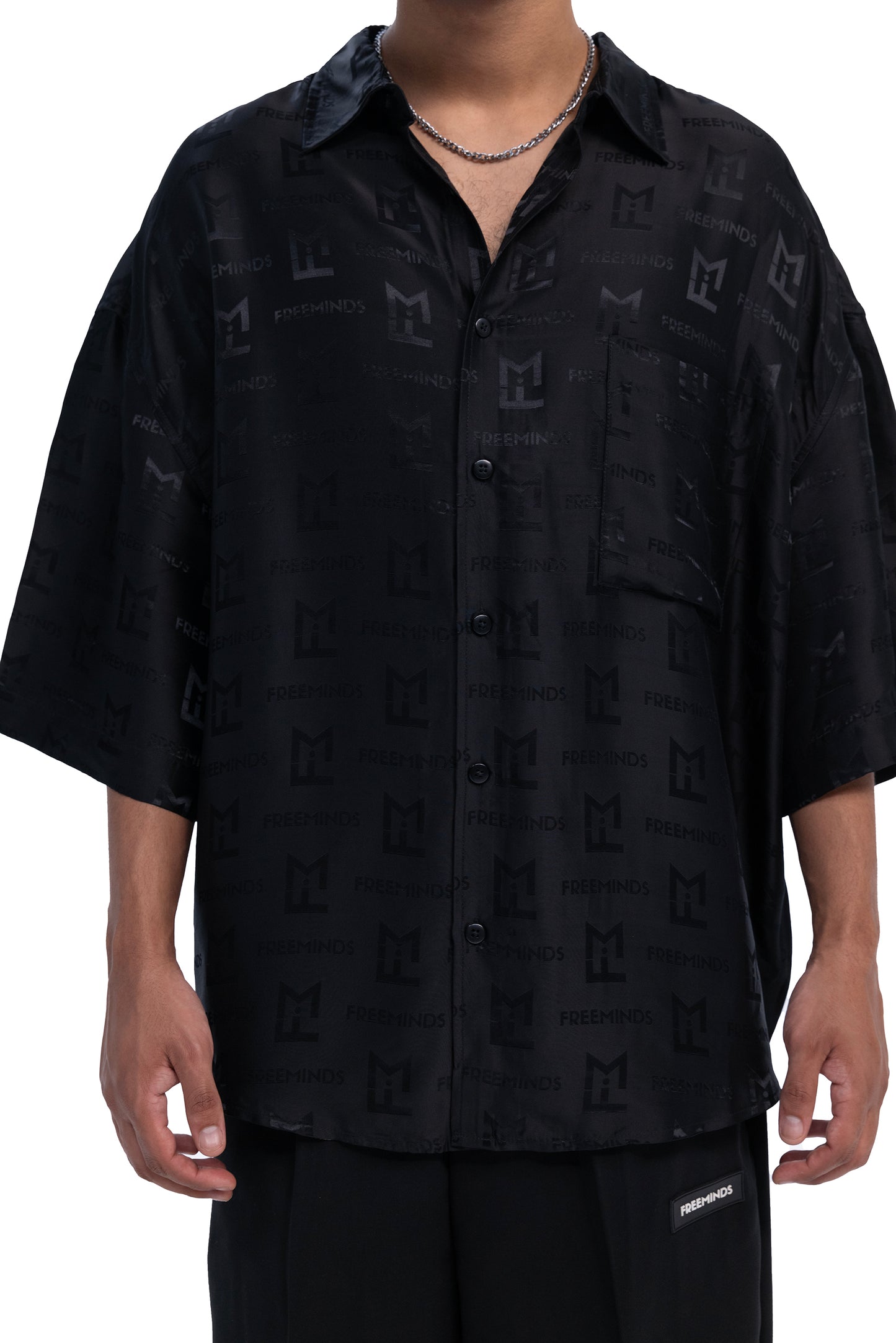 BLACK JACQUARD LOGO SHIRT