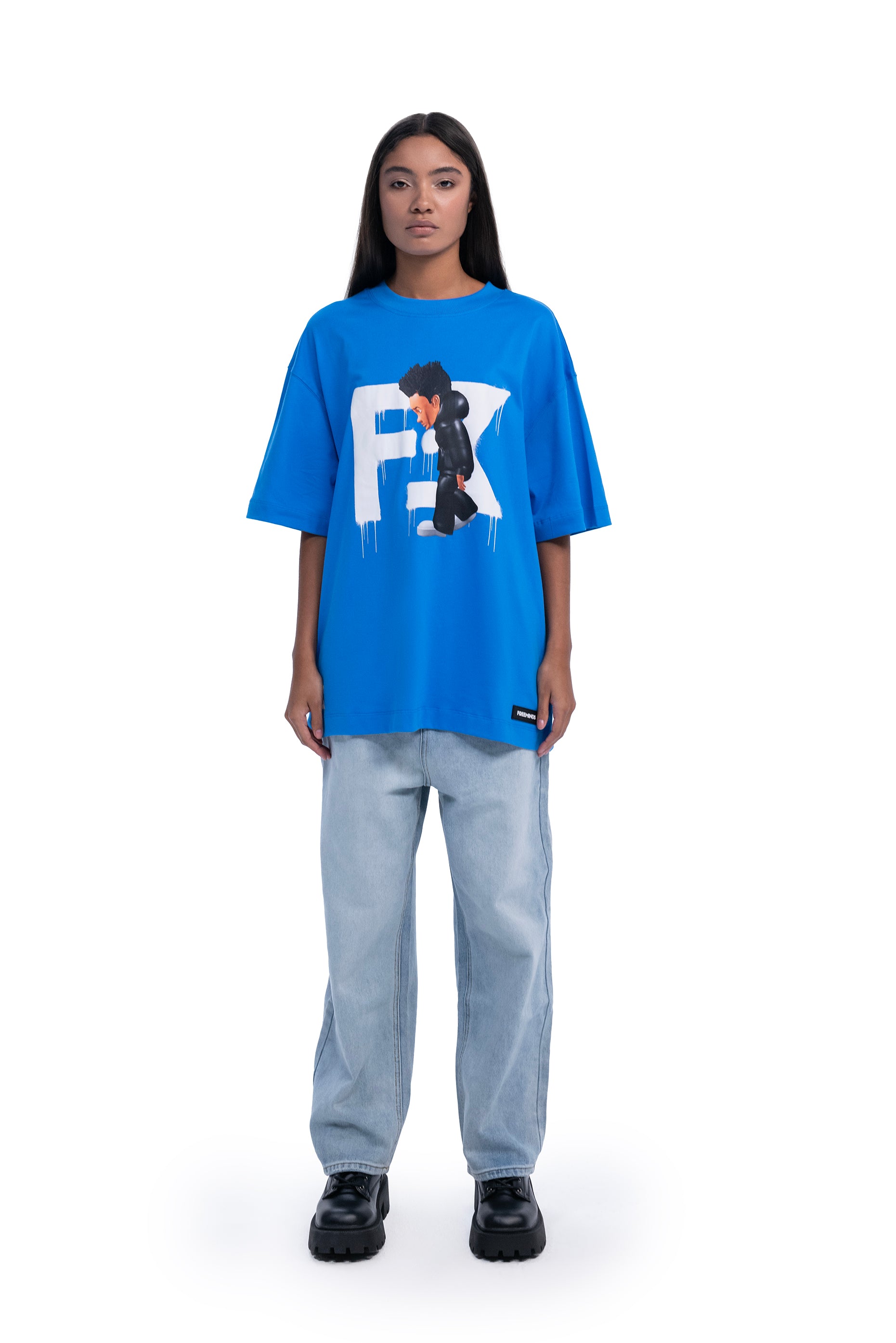 BLUE SELF CRITICAL OVERSIZED T-SHIRT