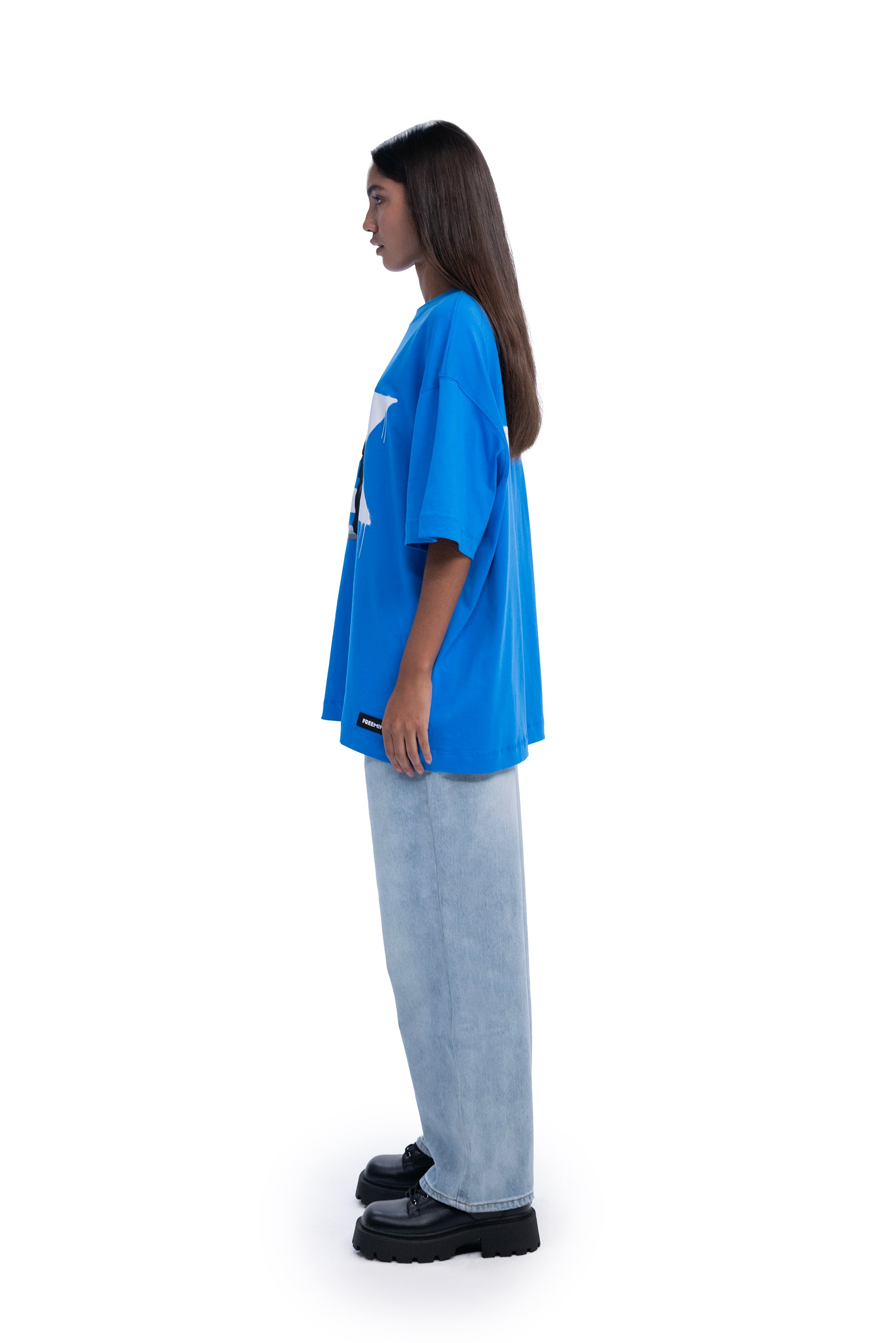 BLUE SELF CRITICAL OVERSIZED T-SHIRT