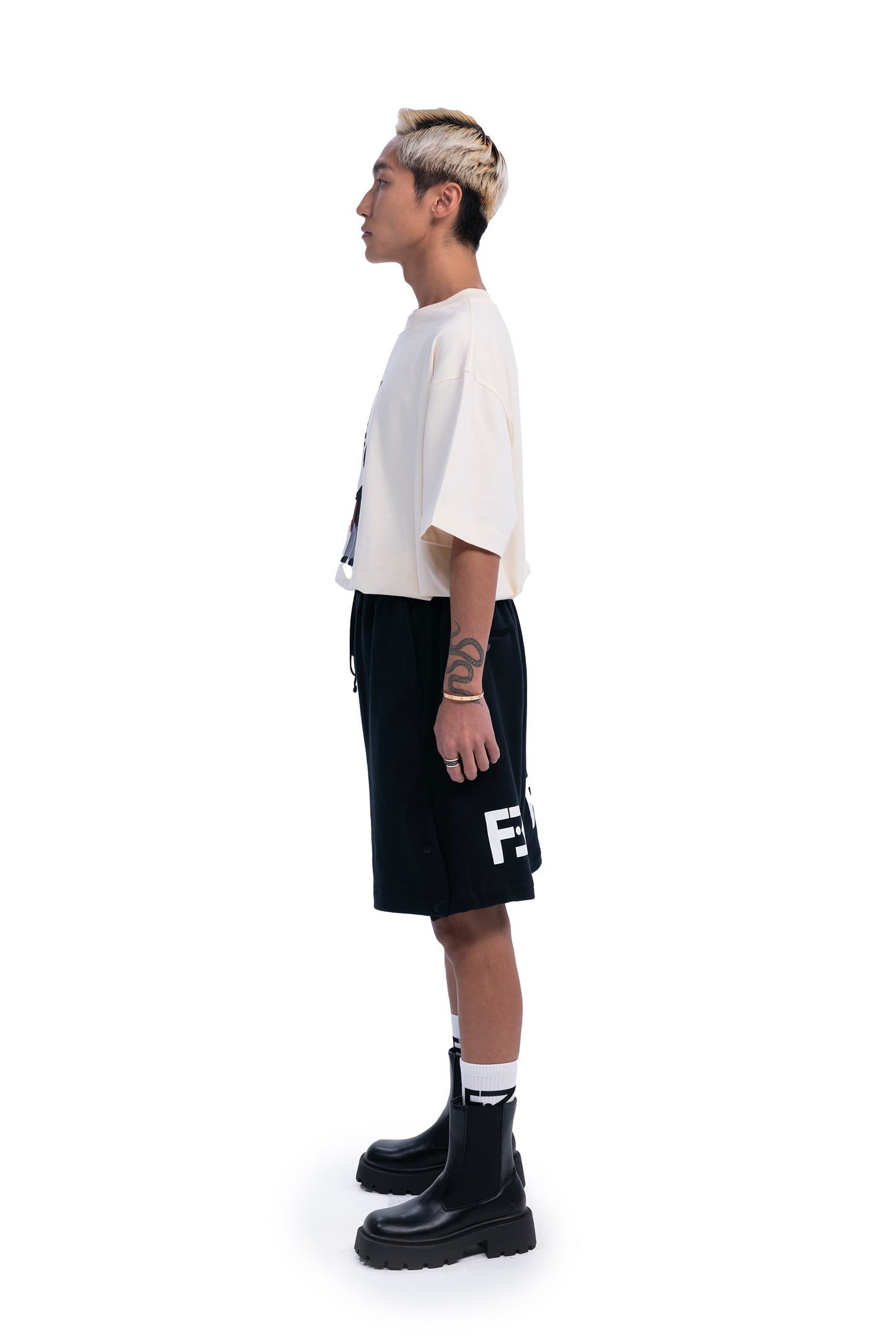 UNISEX BLACK RELAX FIT FRENCH TERRY SHORT