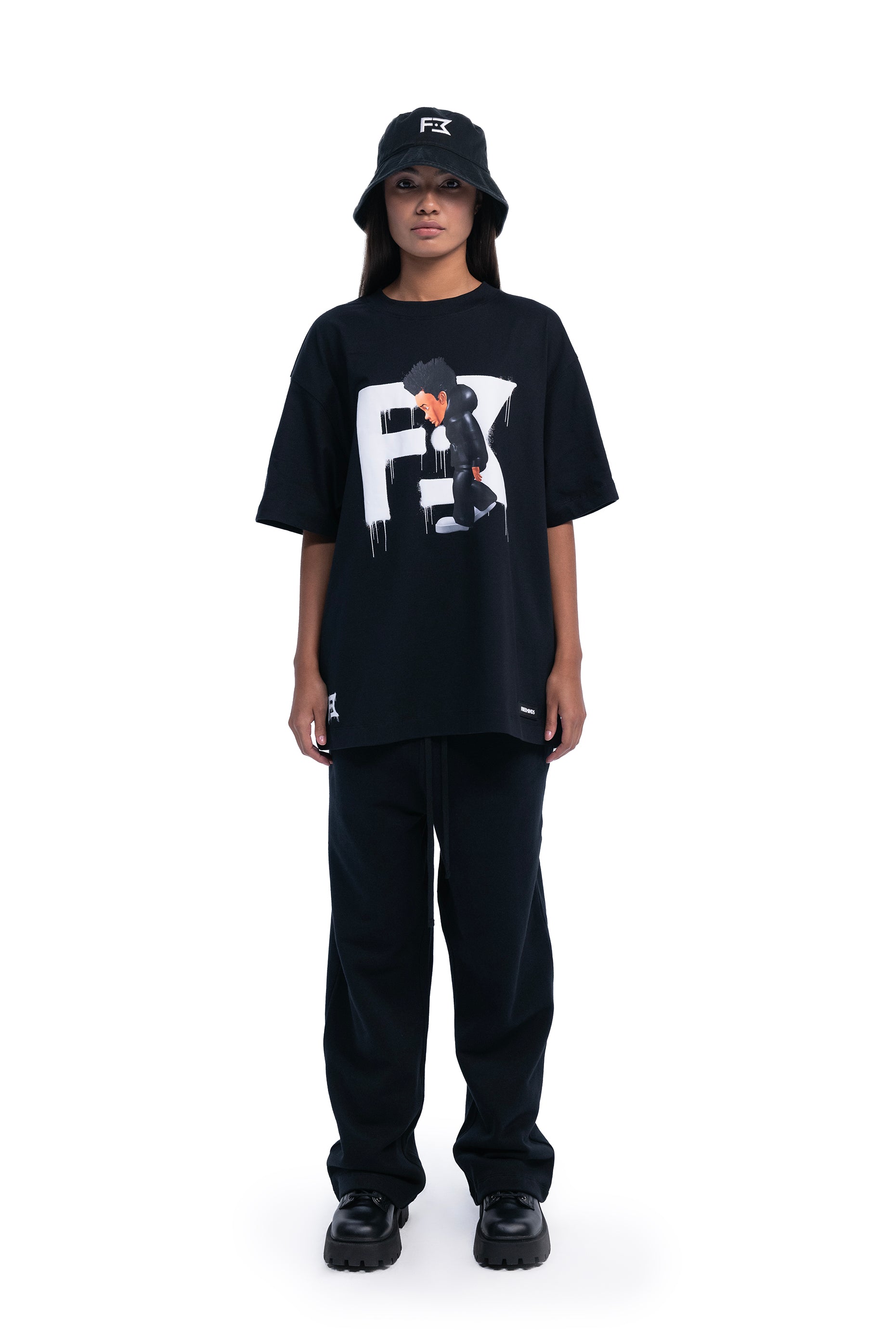 BLACK SELF CRITICAL OVERSIZED T-SHIRT