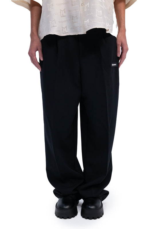 UNISEX BLACK LARGE-FIT TAILORED TROUSERS