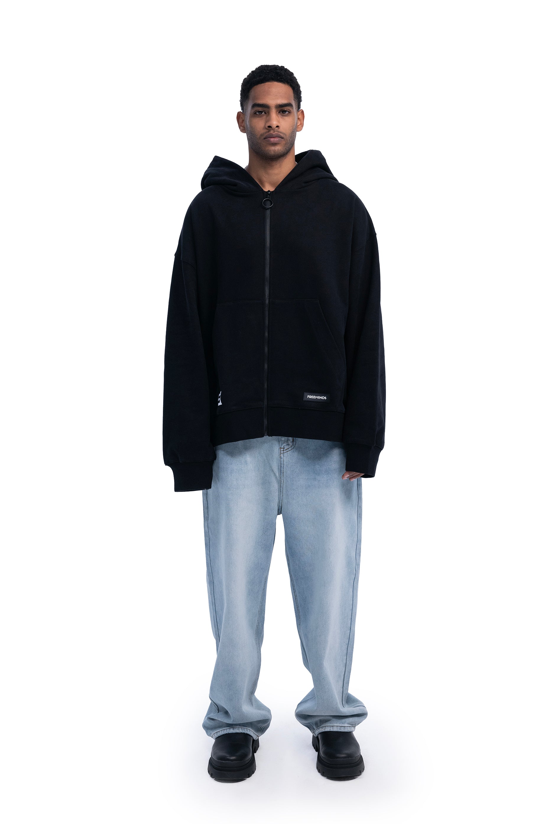 BLACK FLEECE ZIP-UP HOODIE