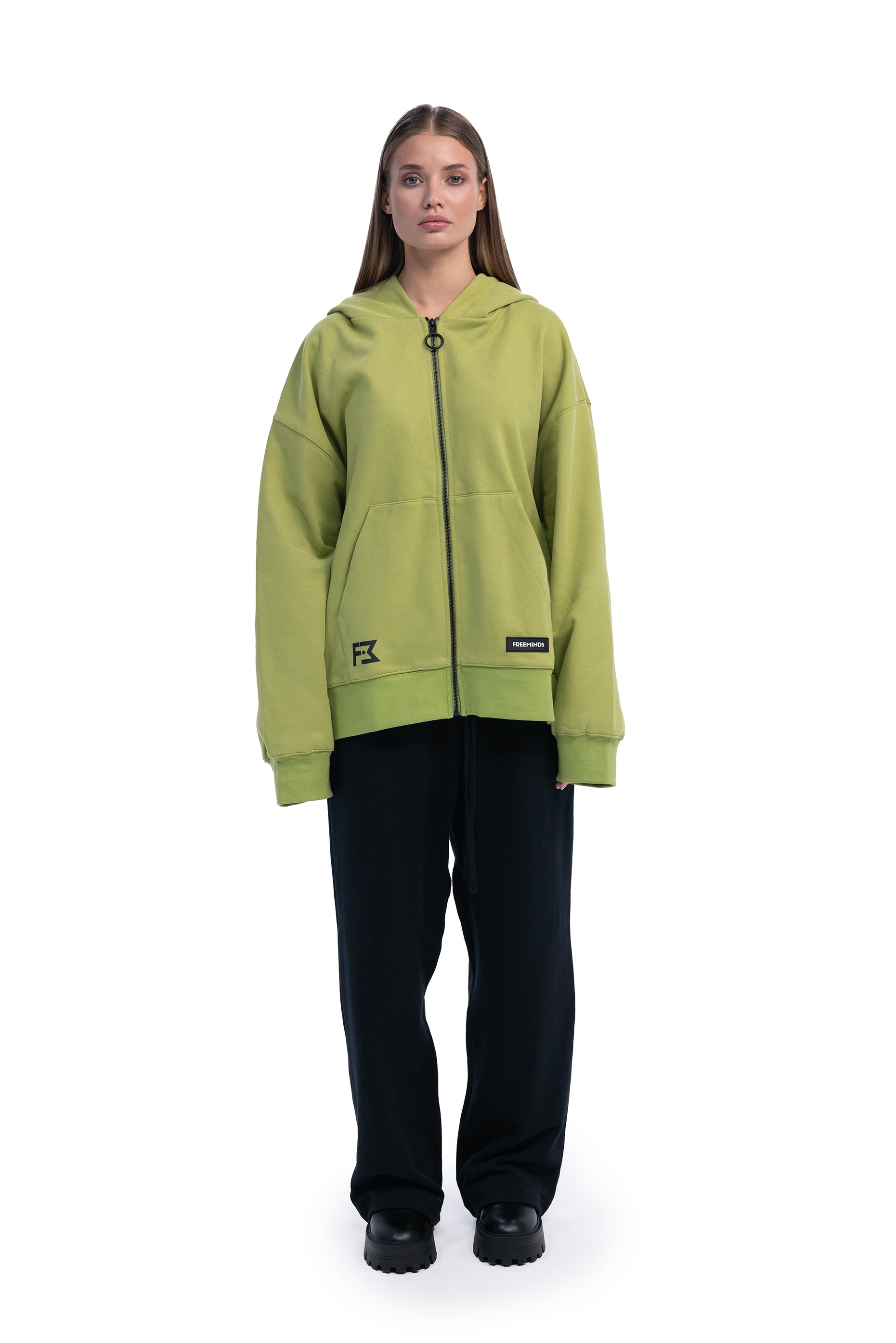 CYBER LIME FLEECE ZIP-UP HOODIE