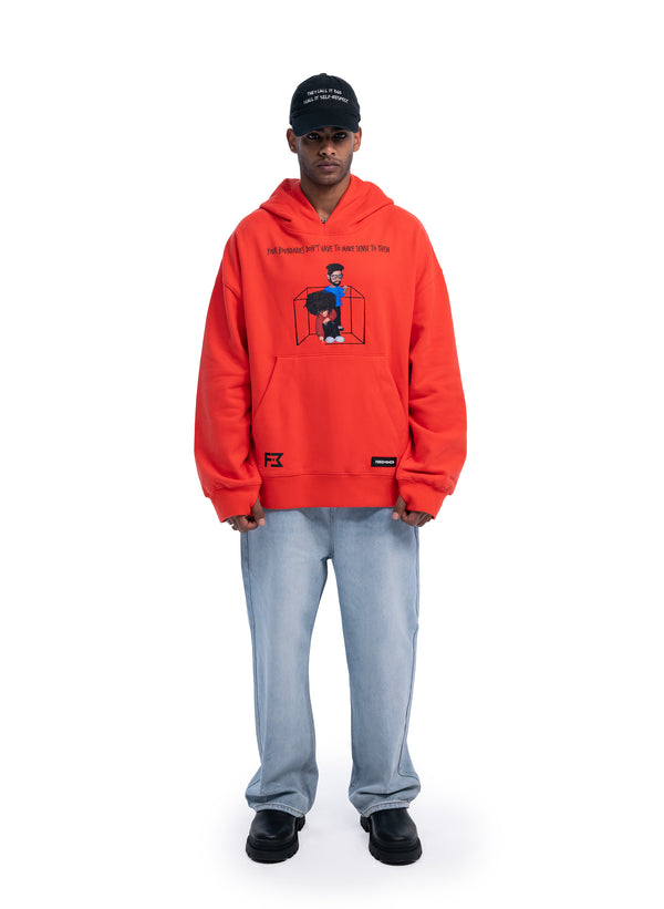 RADIANT RED BOUNDARIES OVERSIZED HOODIE