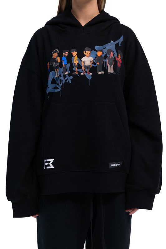 BLACK SELF-RESPECT CLUB OVERSIZED HOODIE