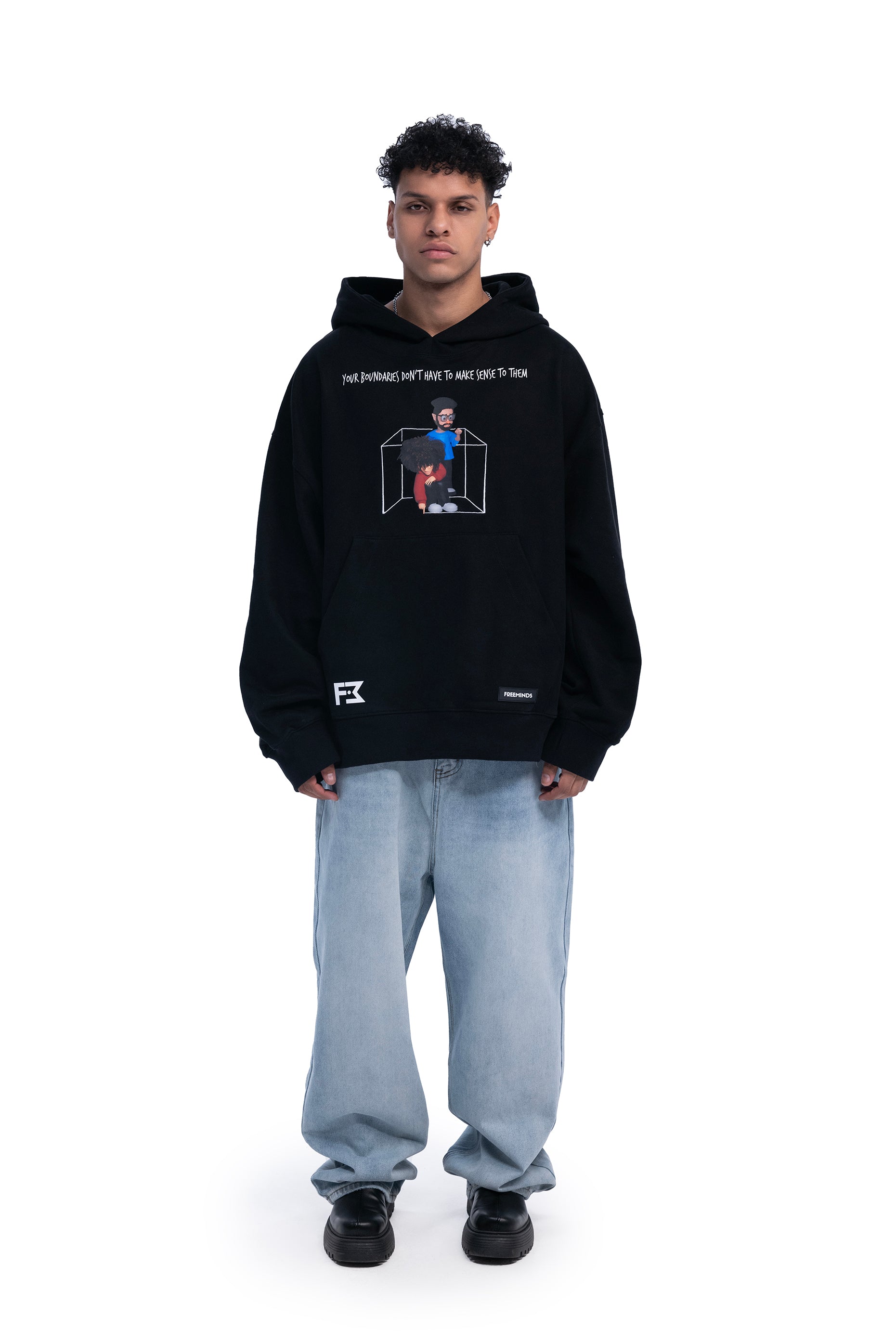 BLACK BOUNDARIES OVERSIZED HOODIE